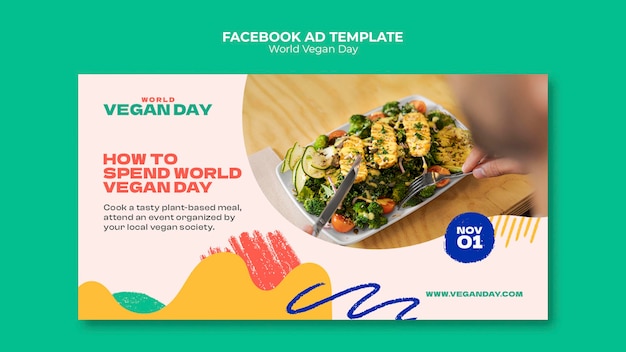 PSD world vegan day social media promo template