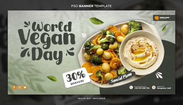 world vegan day special menu poster a4 or banner template