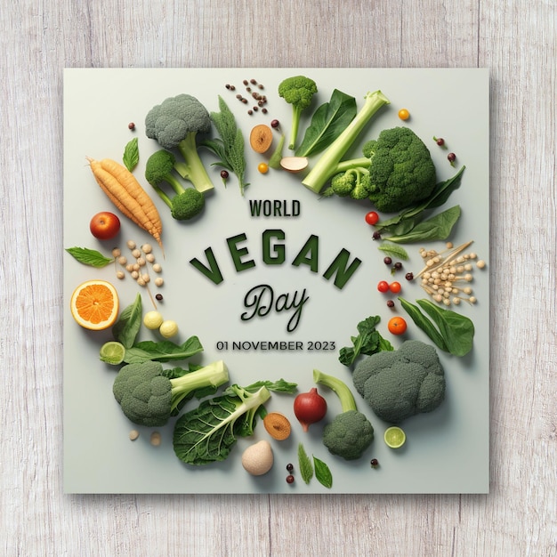 PSD world vegan day square flyer social media post banner