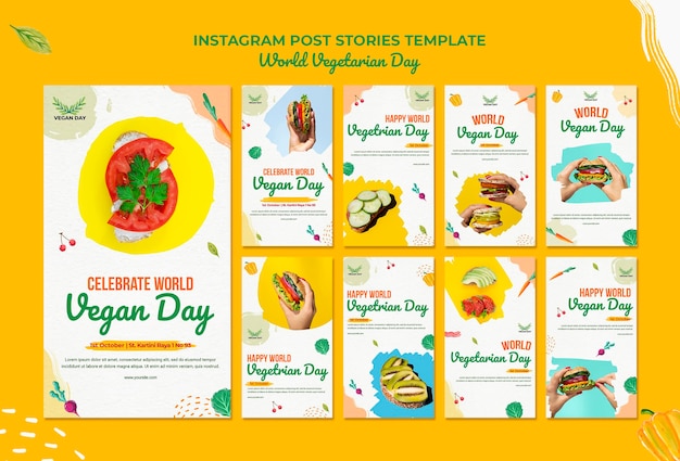 PSD world vegetarian day instagram posts