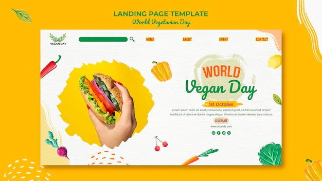 PSD modello di pagina di destinazione della giornata vegetariana mondiale