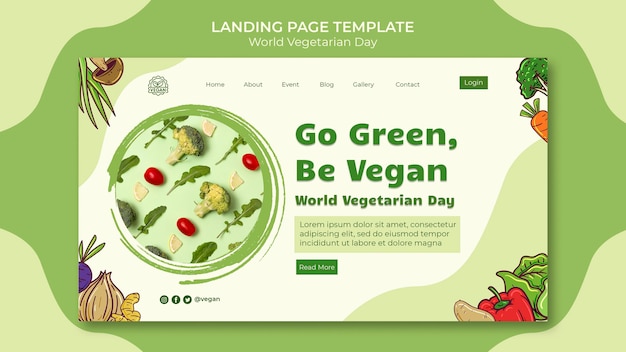 PSD modello di pagina di destinazione della giornata mondiale vegetariana