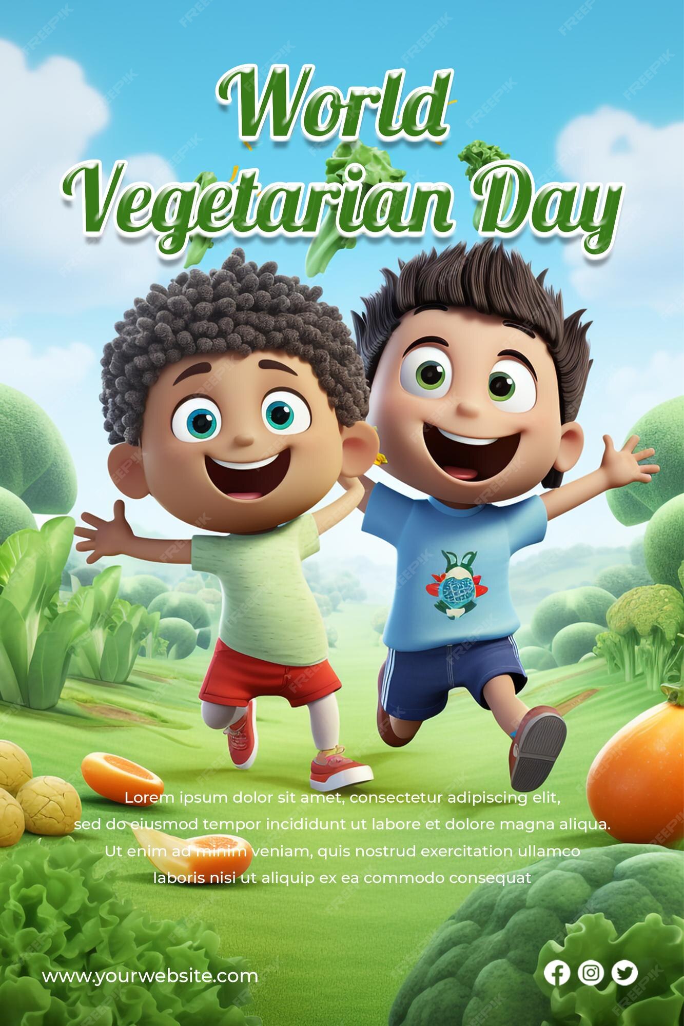 Premium PSD World Vegetarian day poster social media post illustration