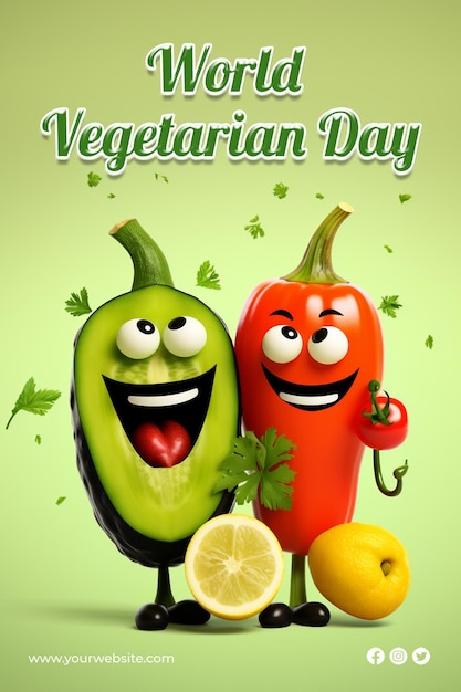 World Vegetarian Day poster social media post ilustracja