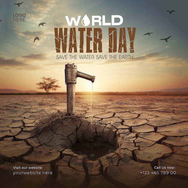 PSD world water day 22 march social media post template and world water day instagram post