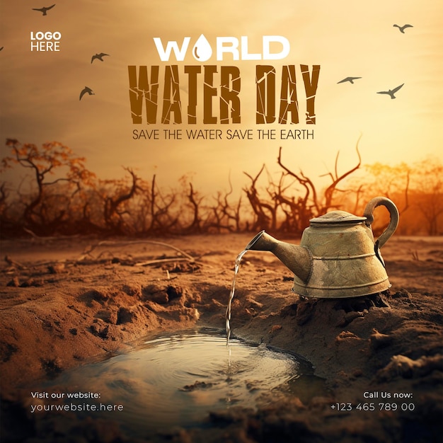 PSD world water day 22 march social media post template and world water day instagram post