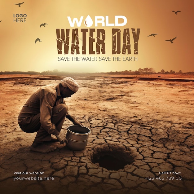PSD giornata mondiale dell'acqua 22 marzo modello di post sui social media e post su instagram della giornata mondiale dell'acqua