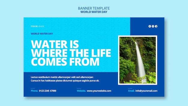 PSD world water day banner template