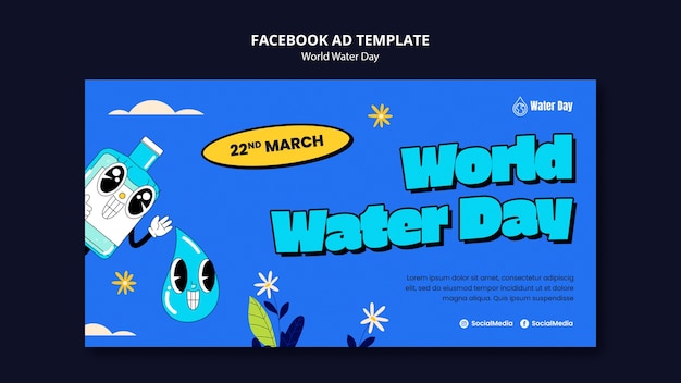 PSD template di facebook per la celebrazione della giornata mondiale dell'acqua