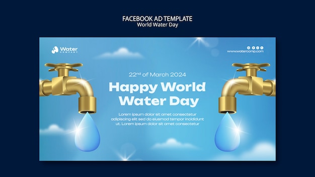 PSD template di facebook per la celebrazione della giornata mondiale dell'acqua