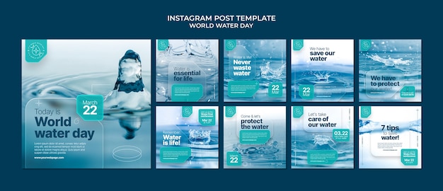 PSD post su instagram per la celebrazione della giornata mondiale dell'acqua