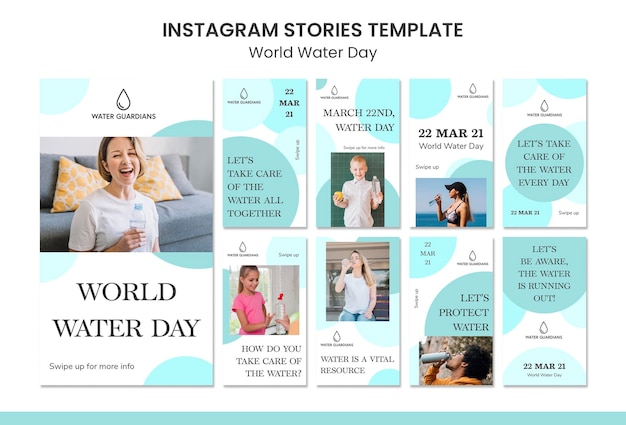 世界水の日のコンセプトInstagramストーリーテンプレート