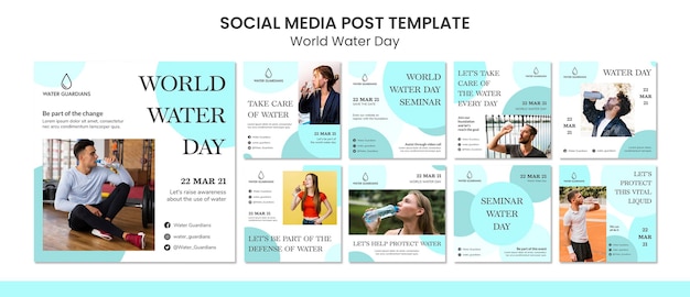 World water day concept social media post template