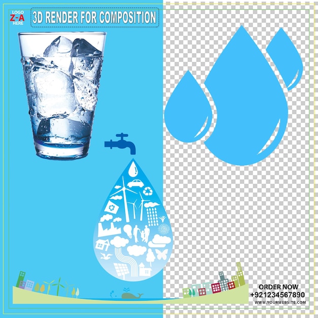 世界水日 飲用水 水藍色標誌 環境地球