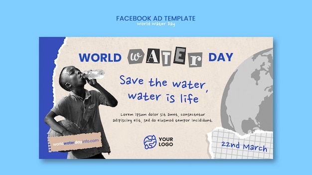 PSD world water day facebook template