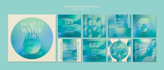 PSD world water day instagram posts