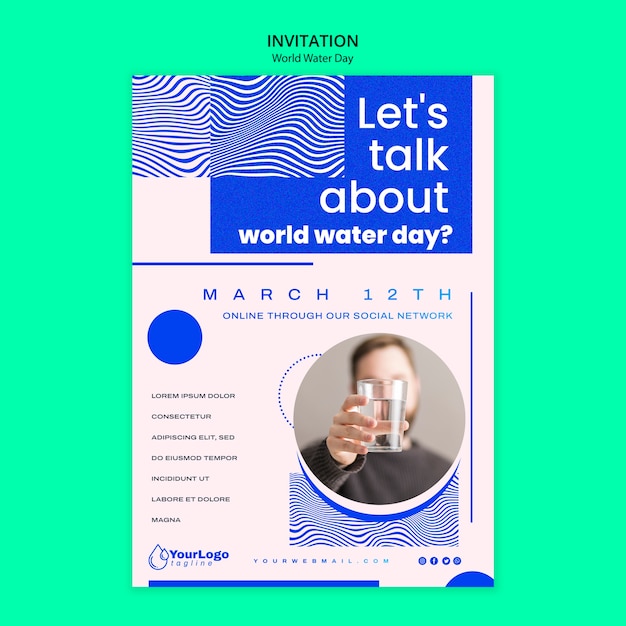 PSD world water day invitation template