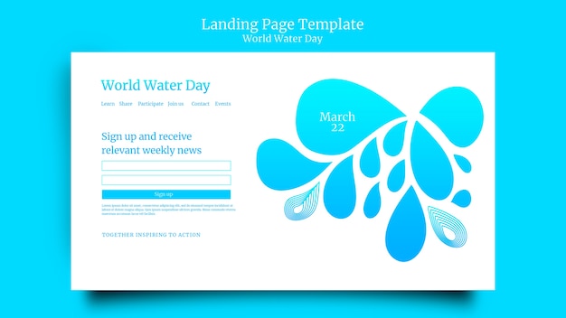 PSD world water day landing page template