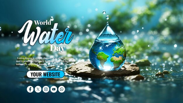 PSD banner dei social media per la giornata mondiale dell'acqua