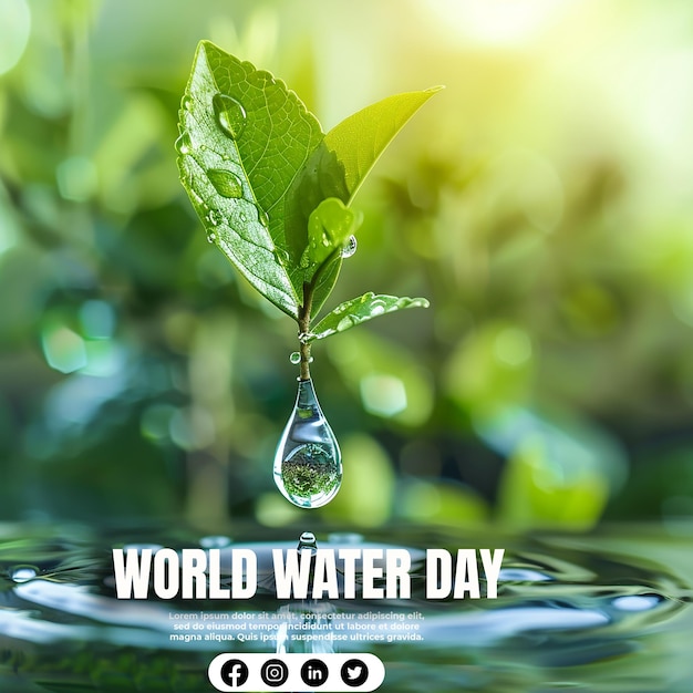 PSD world water day vector abstract waterdrop concept save the water