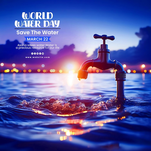 PSD a world water day with a social media post design template