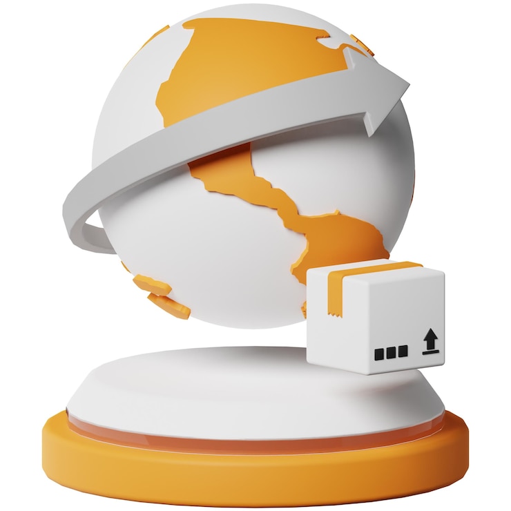 PSD world wide international shipping logistic delivery 3d