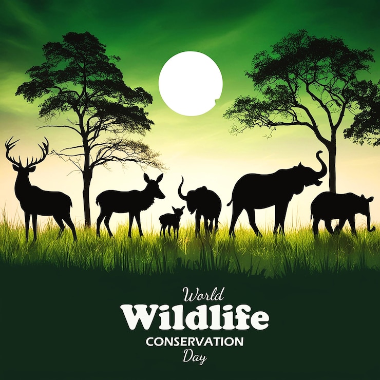 PSD world wildlife conservation ecofriendly background green