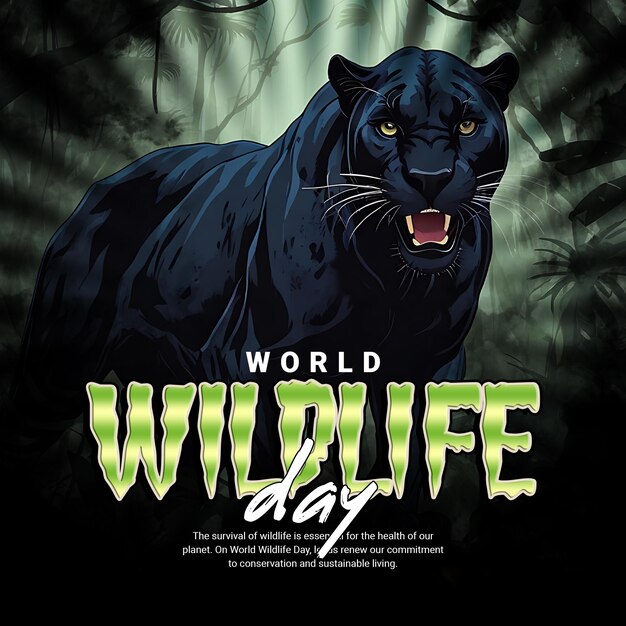 World wildlife day animal day social media post template banner