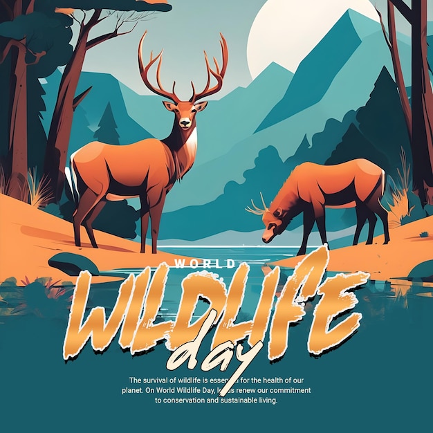 PSD world wildlife day animal day social media post template banner