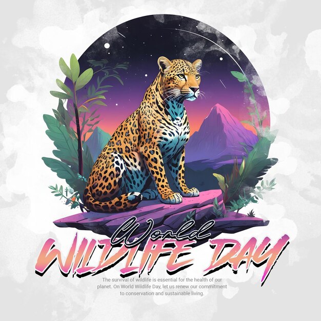 PSD world wildlife day animal day social media post template banner