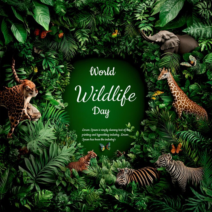 PSD world wildlife day background vector illustration