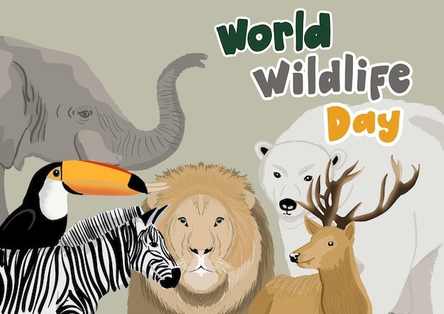 PSD sfondo della giornata mondiale della fauna selvatica