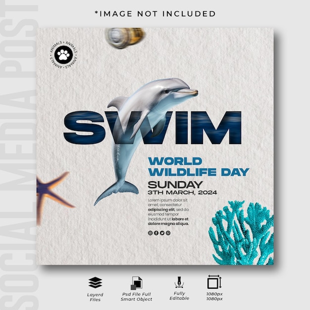 PSD world wildlife day instagram post design template