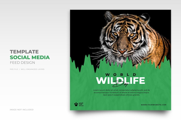 PSD world wildlife day social media instagram post template for wildlife and environment protection