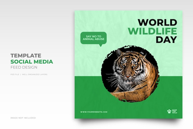 PSD world wildlife day social media instagram post template for wildlife and environment protection