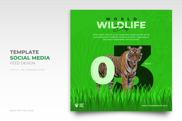 PSD world wildlife day social media instagram post template for wildlife and environment protection