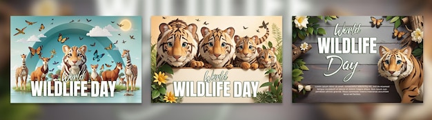 World wildlife day social media post banner template design wildlife day background