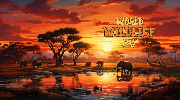 世界野生動物の日 特別なリアルなpsd背景