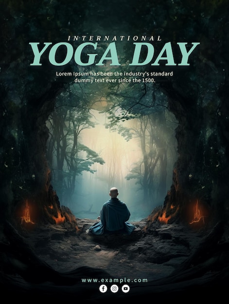 PSD world yoga day celebration world yoga day and world yoga day design with soulful poses psd