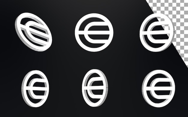 Worldcoin wld creatieve logo set 3d render illustratie donkere munt token cryptocurrency logo pictogram