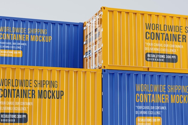 Mockup di container da carico in tutto il mondo