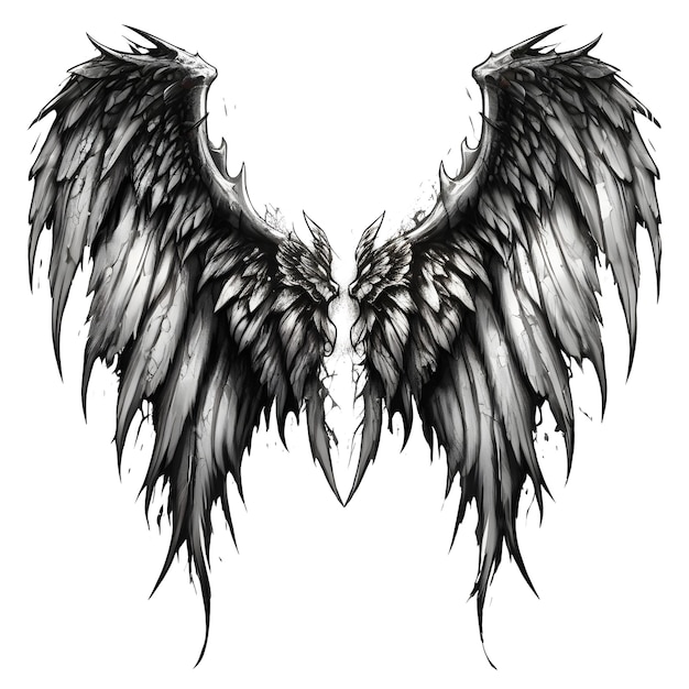 PSD worn demon wings realistic design