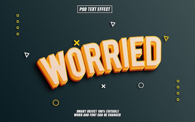 worried text effect font editable typography 3d text