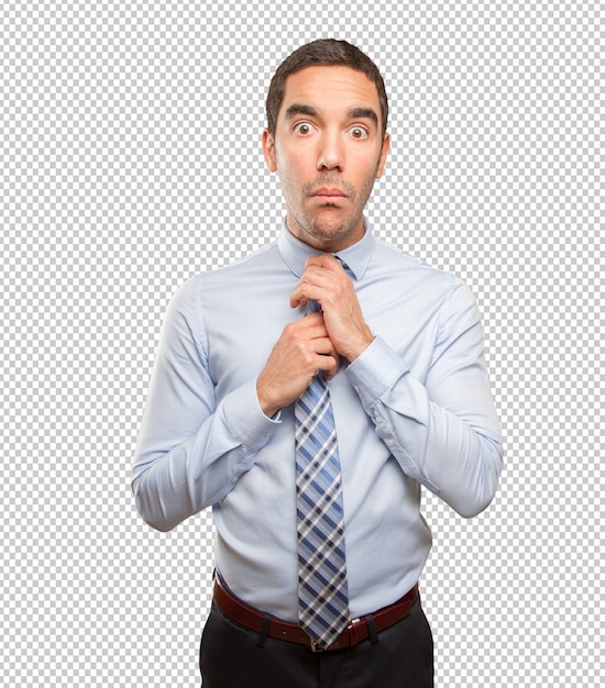 PSD worried young businessman with a gesture of stress