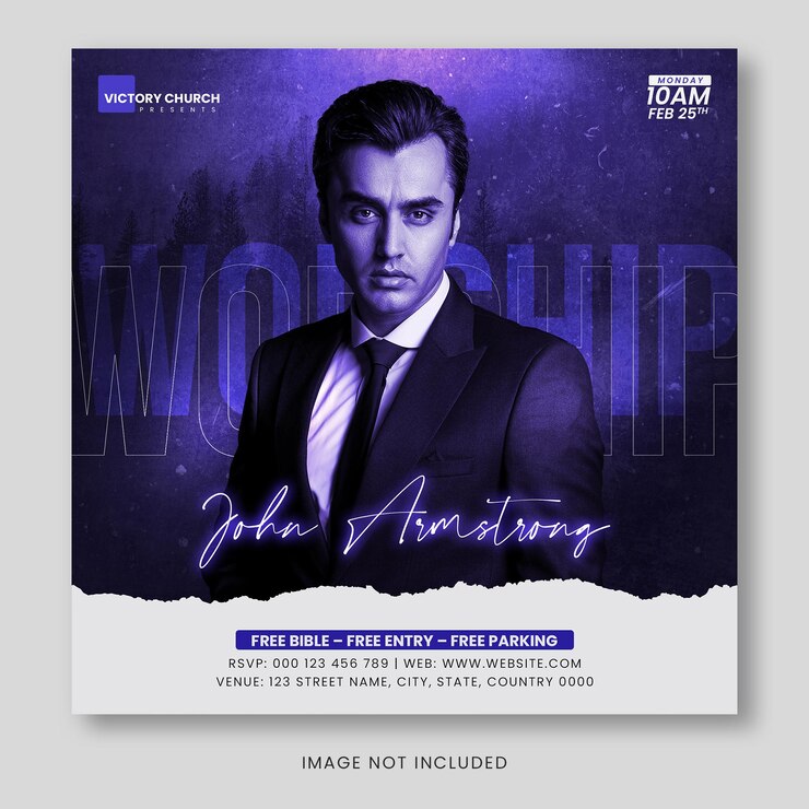 Worship Conference Church Event Flyer and Social Media Post PSD Template
