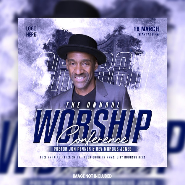 Worship conference church event flyer and web banner