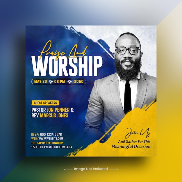 Worship conference flyer instagram social media post web banner template