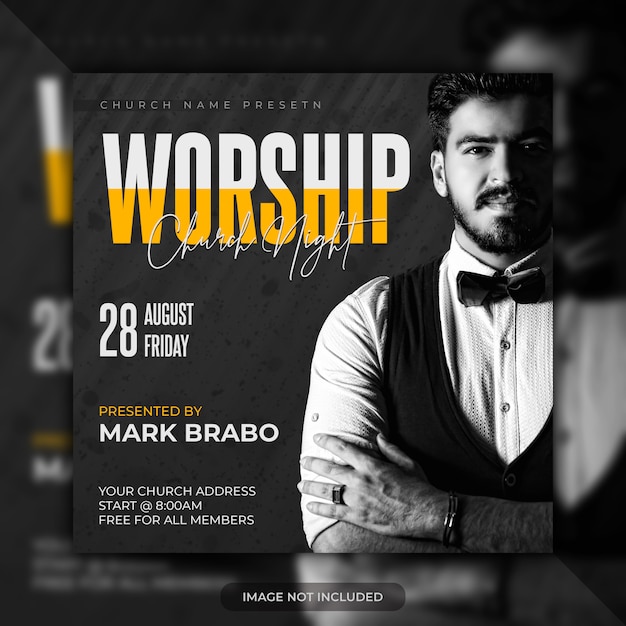 PSD worship conference flyer or poster social media banner