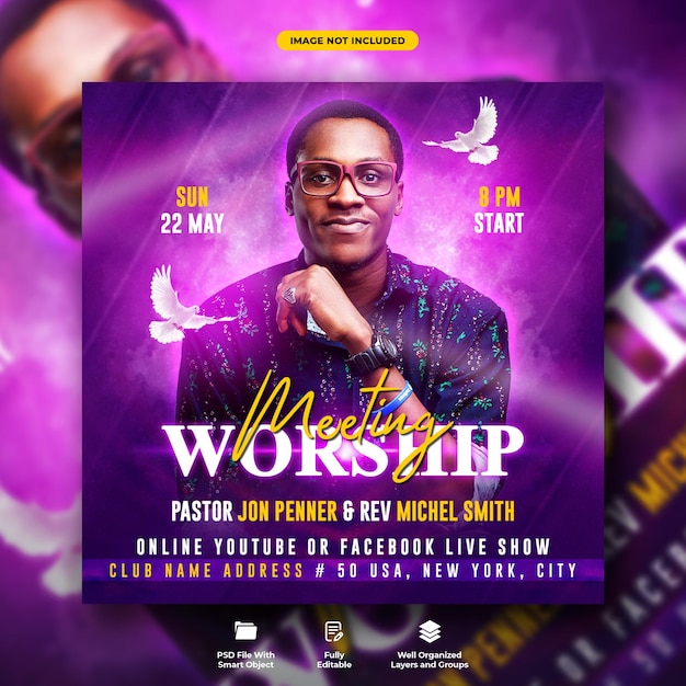 Worship conference social media post template