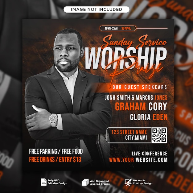 Worship conference social media post template